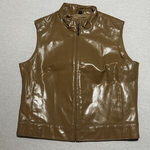Indeed Genuine Leather Vest, Women's Size M in Camel, Pockets, Stand up Collar